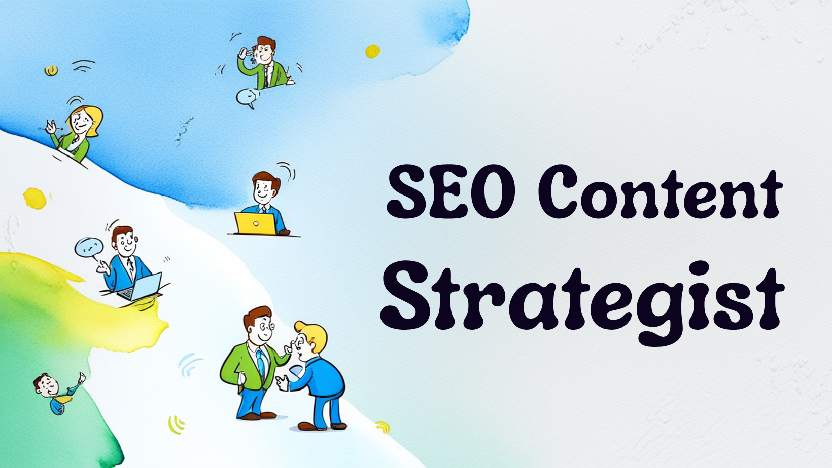 SEO Content Strategist Cover Pic with Cartoon Characters