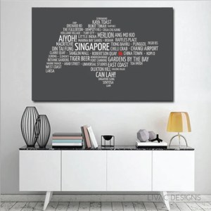 Elegant Singapore Map Canvas